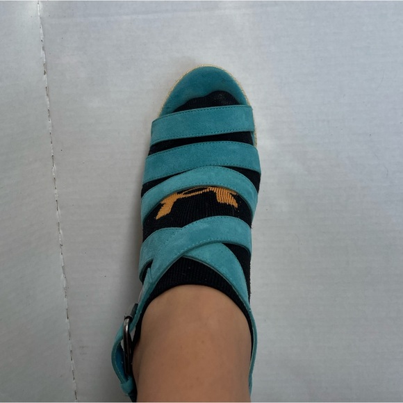 Teal Strap Womens Wedges - Picture 8 of 9